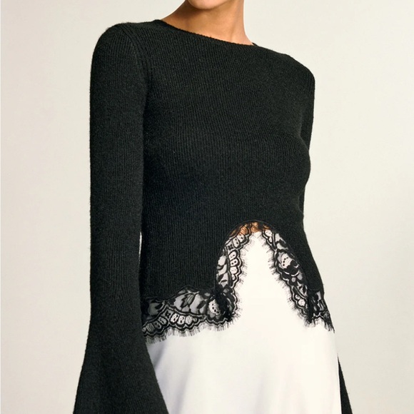 Commense Lace Hem Bell Sleeve Knit Top - Picture 3 of 8